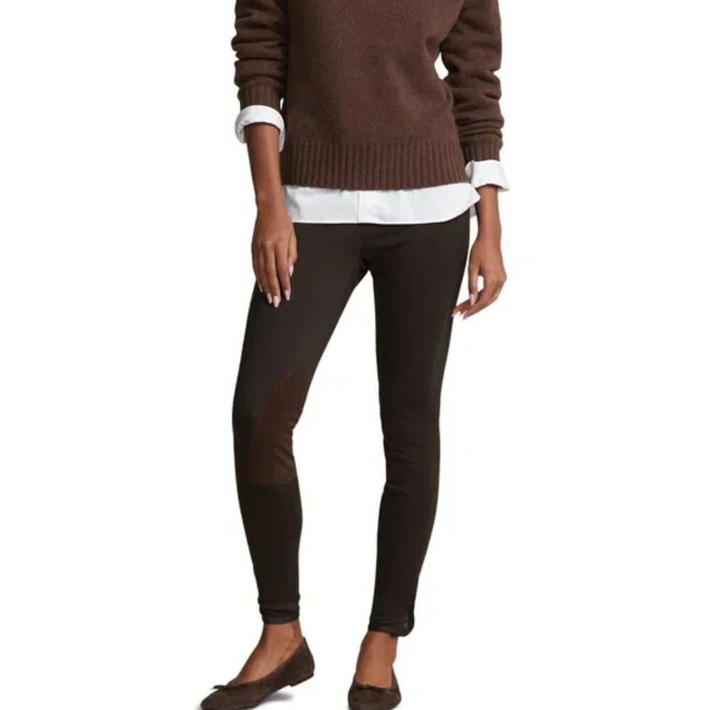 Polo Ralph Lauren Equestrian Leather Jodhpur Suede Patch Leggings